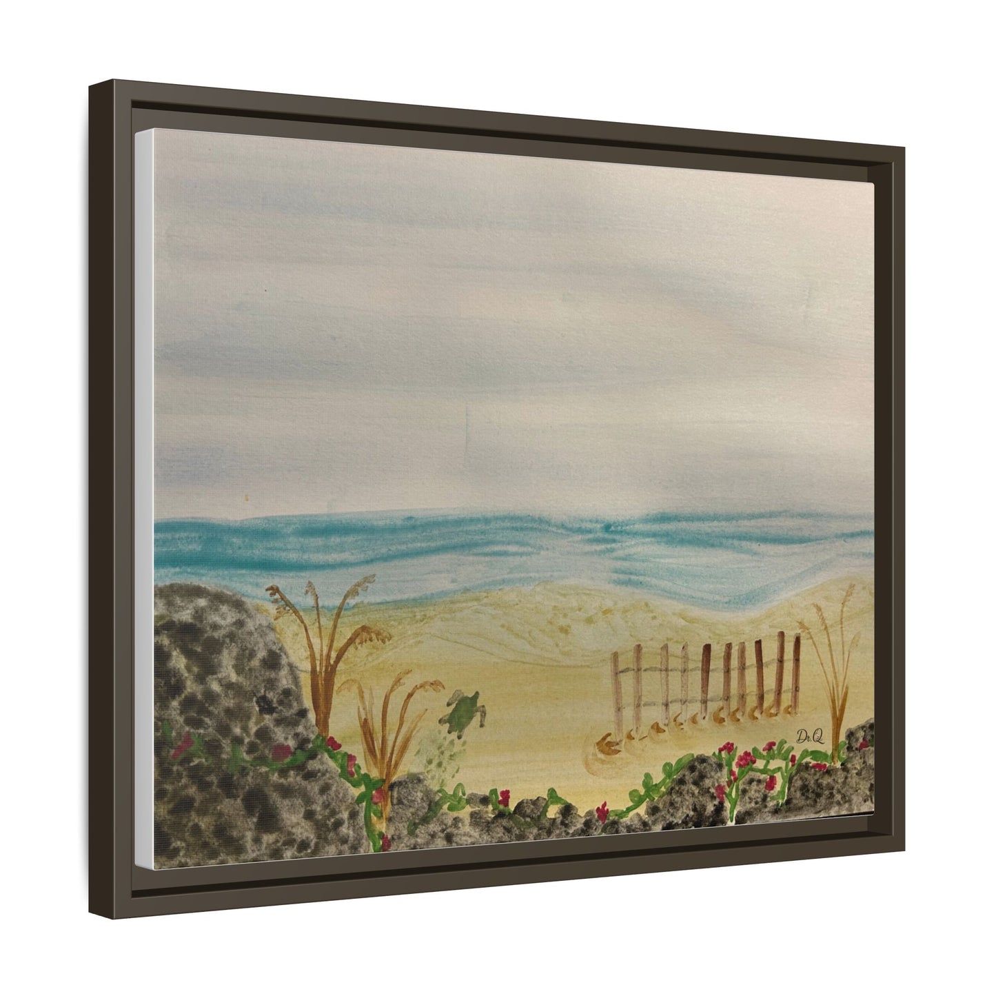 Coastal Beach Scene Matte Canvas Print (Framed)