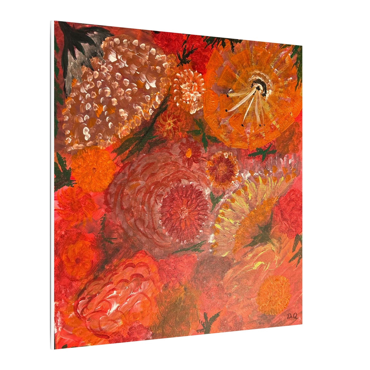 Canvas Print - Flower Burst Watercolor of Bright Red and Orange