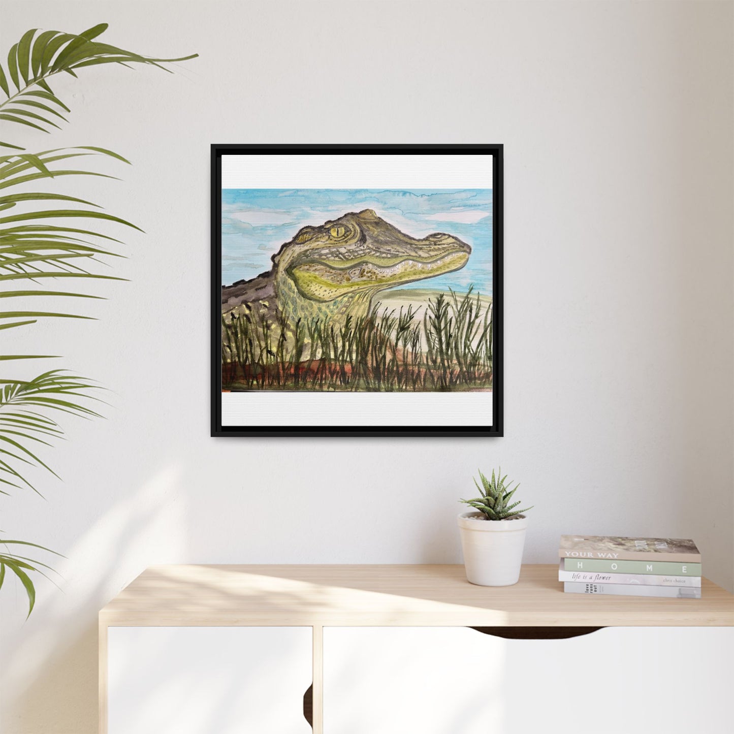 Texas Gator "Big Padre" Alligator Wall Art — Framed Matte Canvas Print