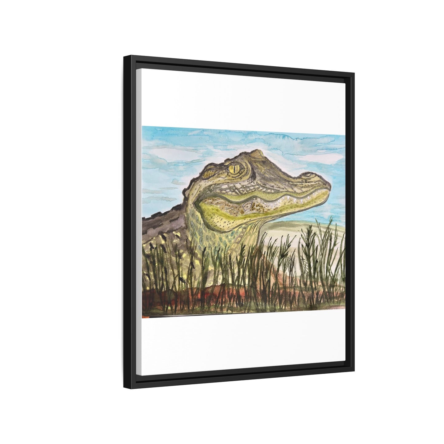 Texas Gator "Big Padre" Alligator Wall Art — Framed Matte Canvas Print