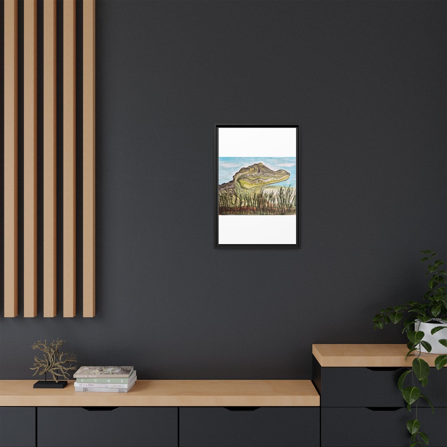 Texas Gator "Big Padre" Alligator Wall Art — Framed Matte Canvas Print