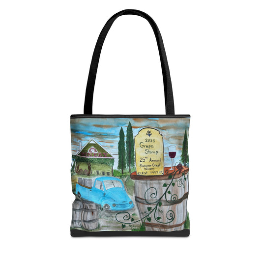 Sumner Crest Winery 25th Annual Grape Stomp is Charming Vineyard Tote Bag, Wine Lover Gift, Travel Bag, Grocery Tote, Eco-Friendly Shopping, Artisan Artwork