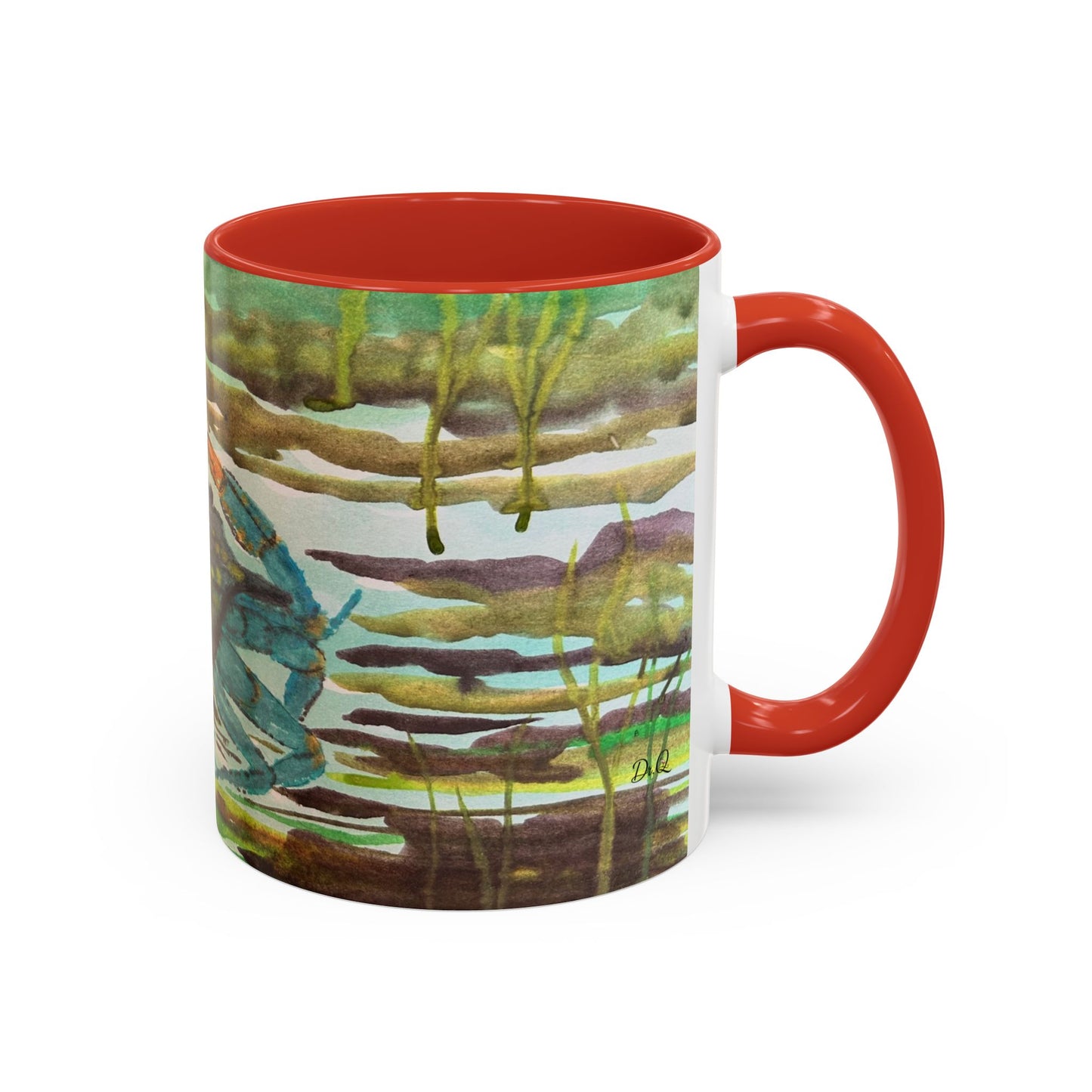 Blue Crab Under the Sea Accent Coffee Mug — Nautical Ocean Ceramic Mug (11/15oz)