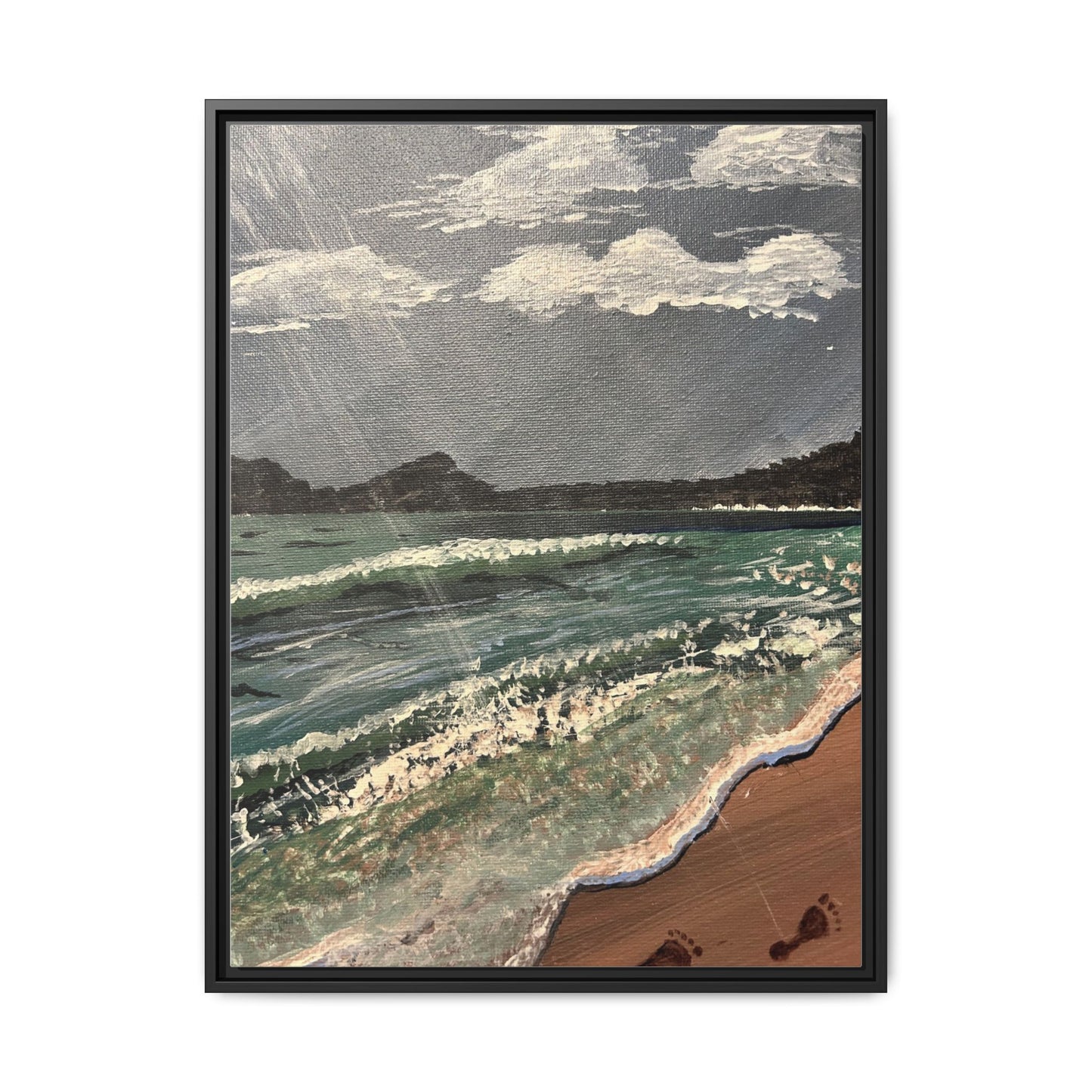 Walk on the Beach Matte Canvas, Black Frame