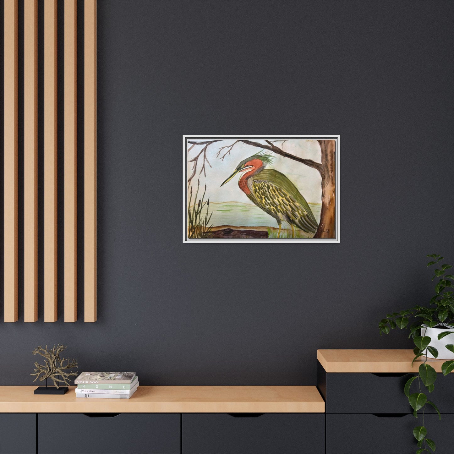 Green Heron Wetlands Print on Canvas