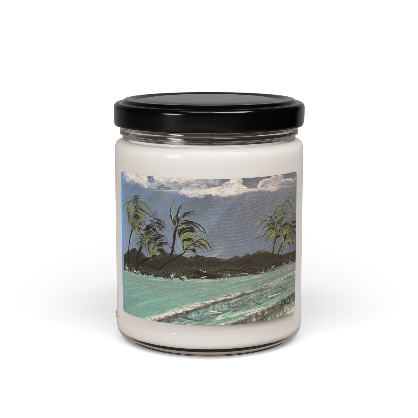 Tropical Beach Soy Candle — 9oz Scented Jar (Palm Trees, Ocean Breeze)