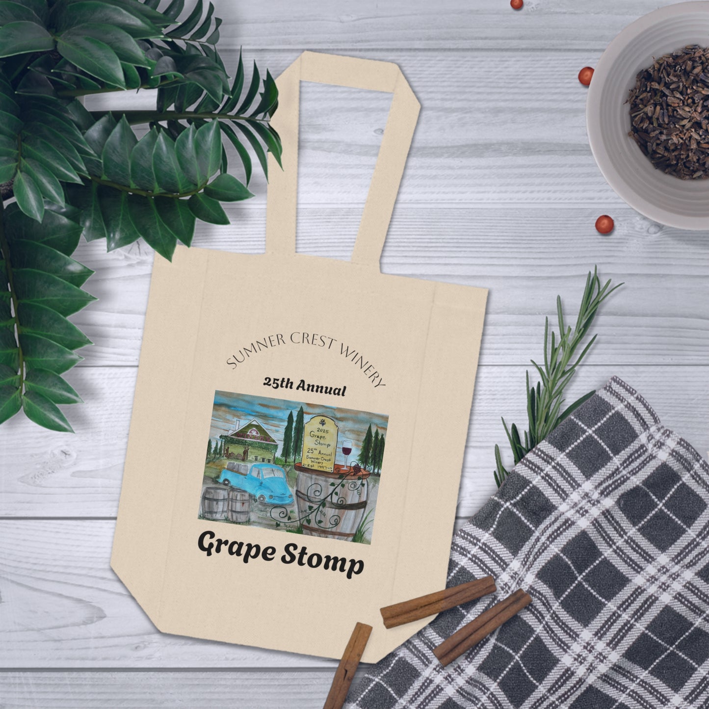 Wine Tote Bag - Sumner Crest Winery 25th Annual Grape Stomp Event