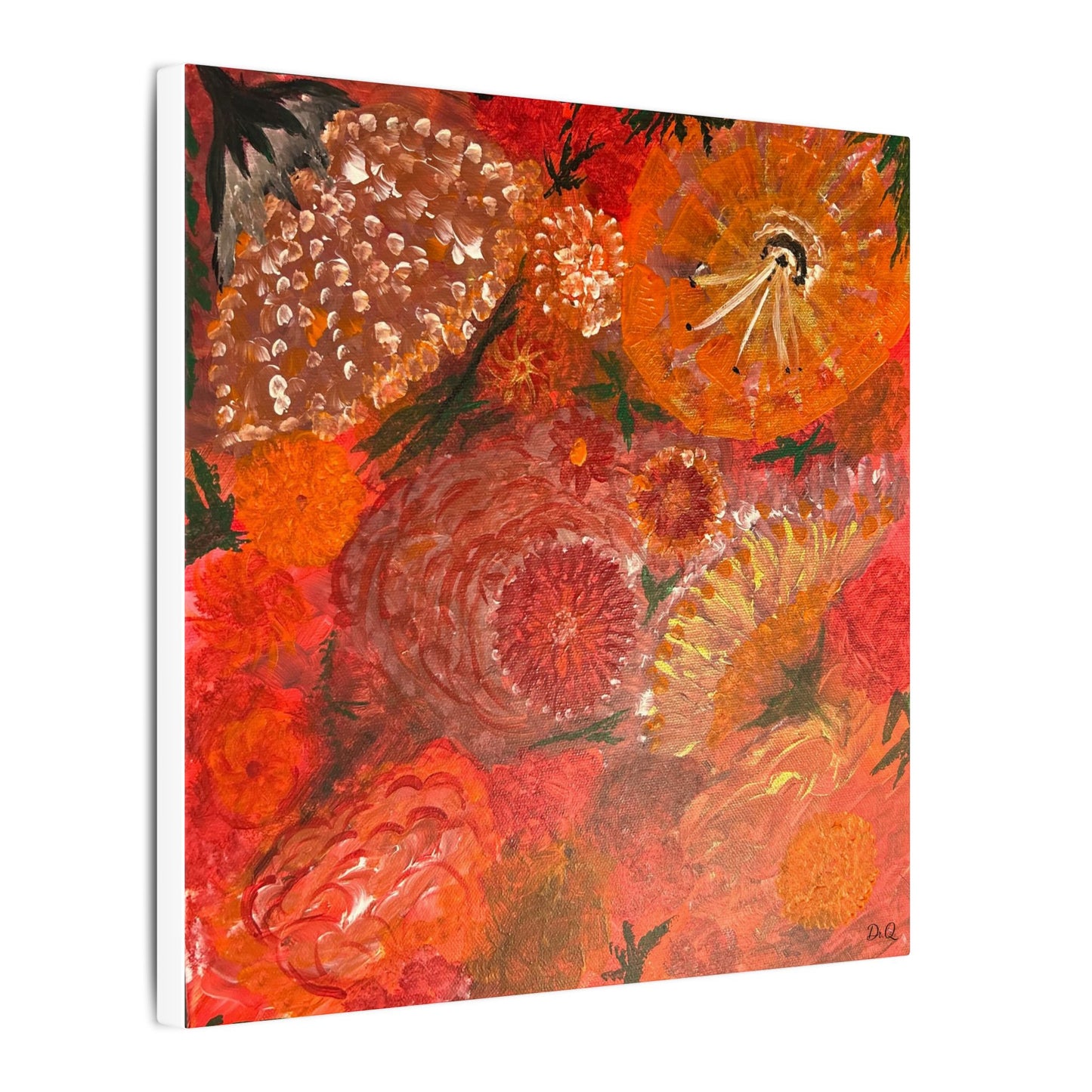 Canvas Print - Flower Burst Watercolor of Bright Red and Orange