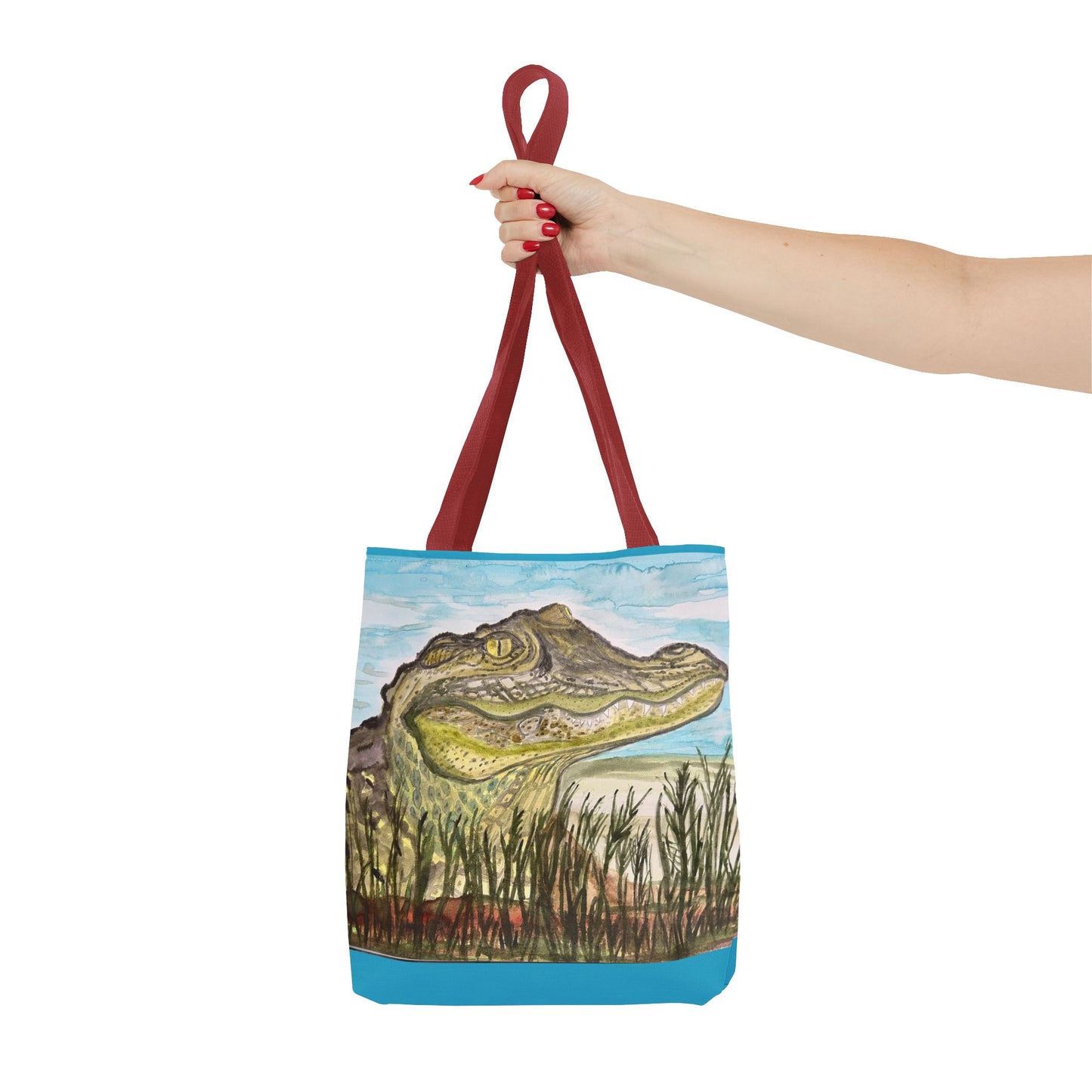 Texas Gator "Big Padre" Alligator Marsh Tote Bag — Wildlife Art Canvas Beach & Market Tote