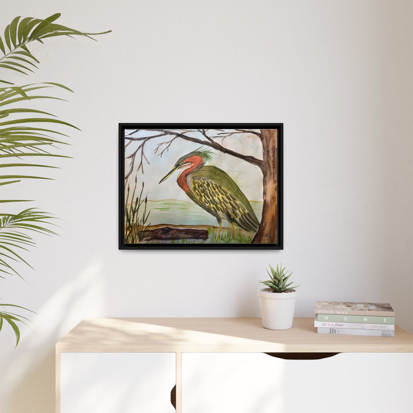 Green Heron Wetlands Print on Canvas