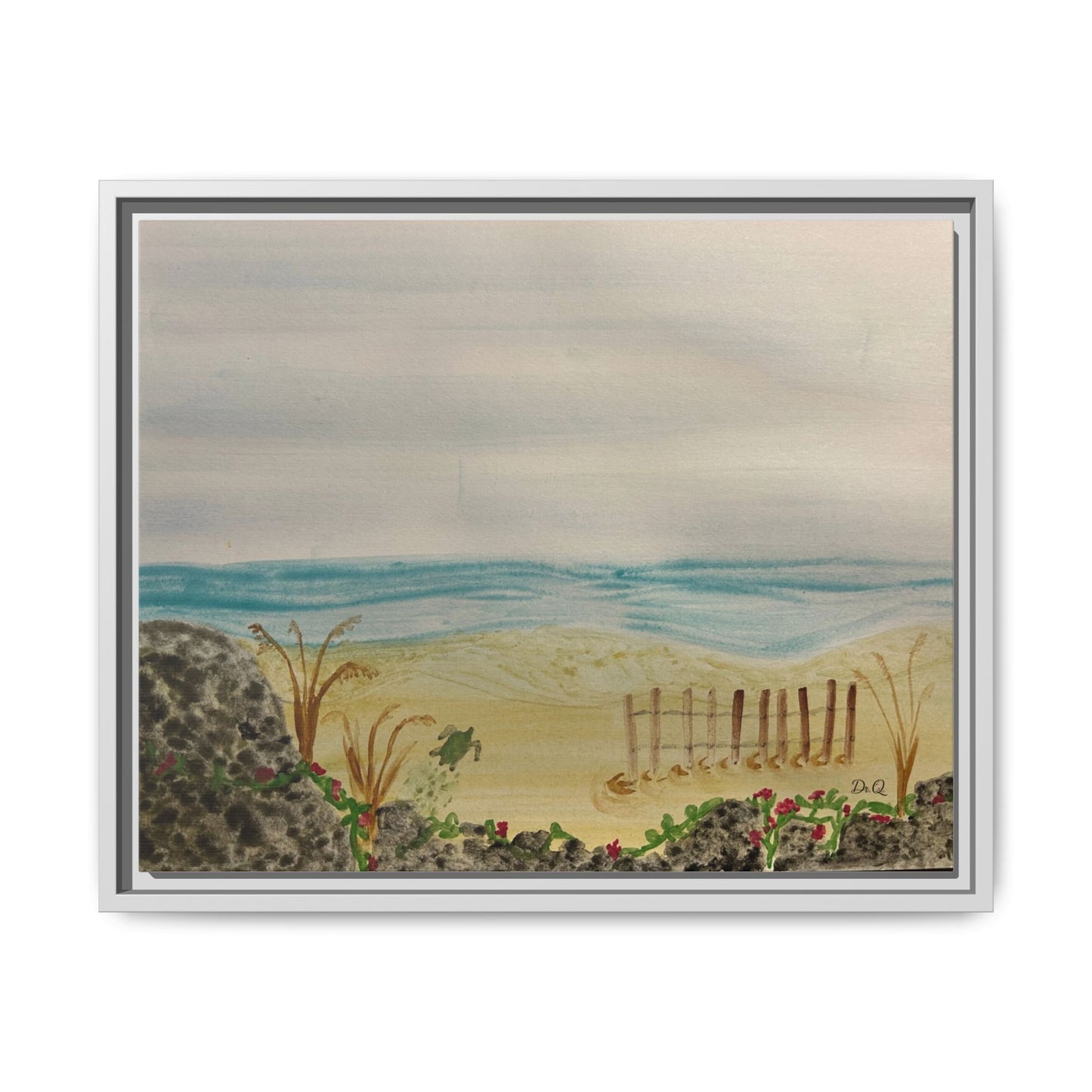 Coastal Beach Scene Matte Canvas Print (Framed)