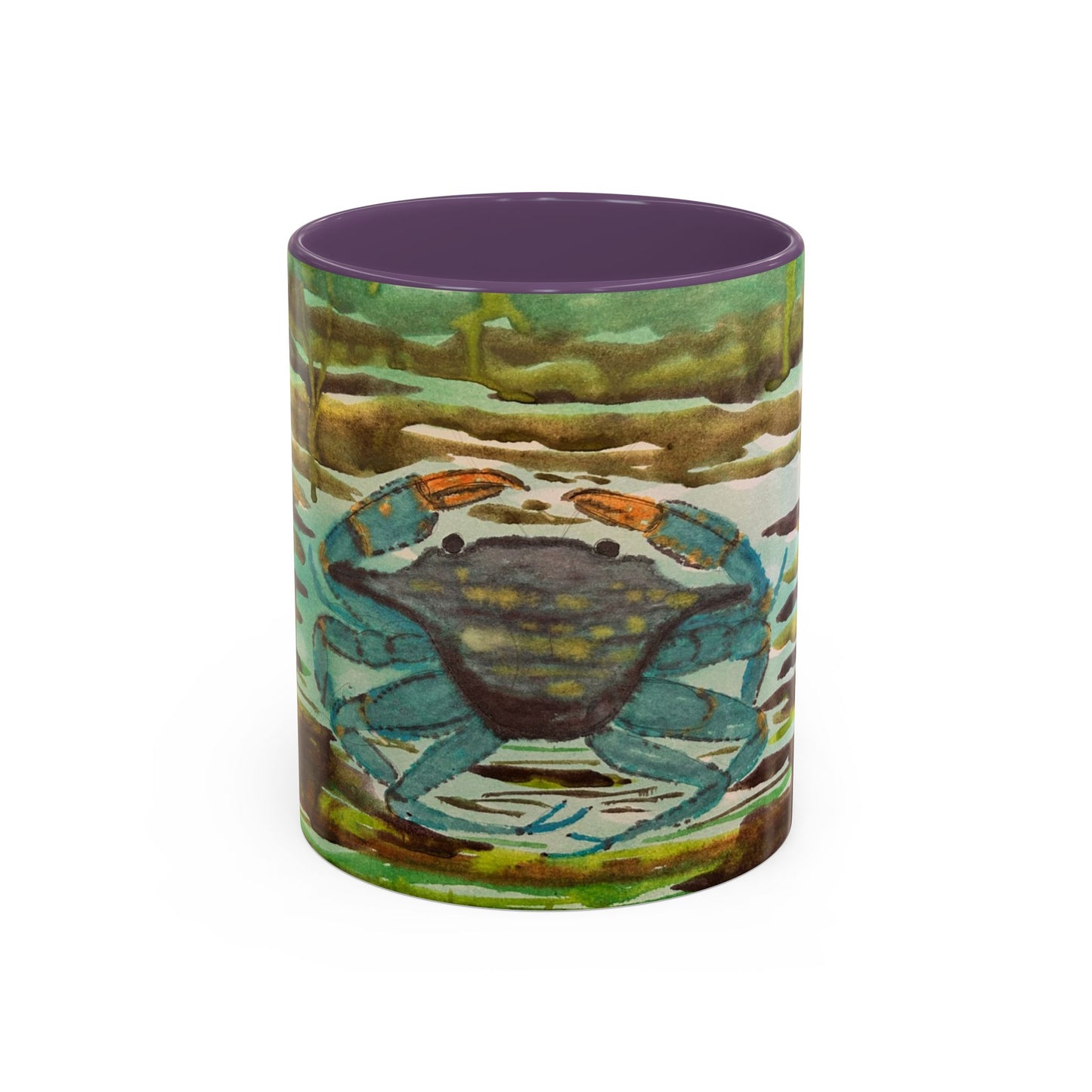 Blue Crab Under the Sea Accent Coffee Mug — Nautical Ocean Ceramic Mug (11/15oz)