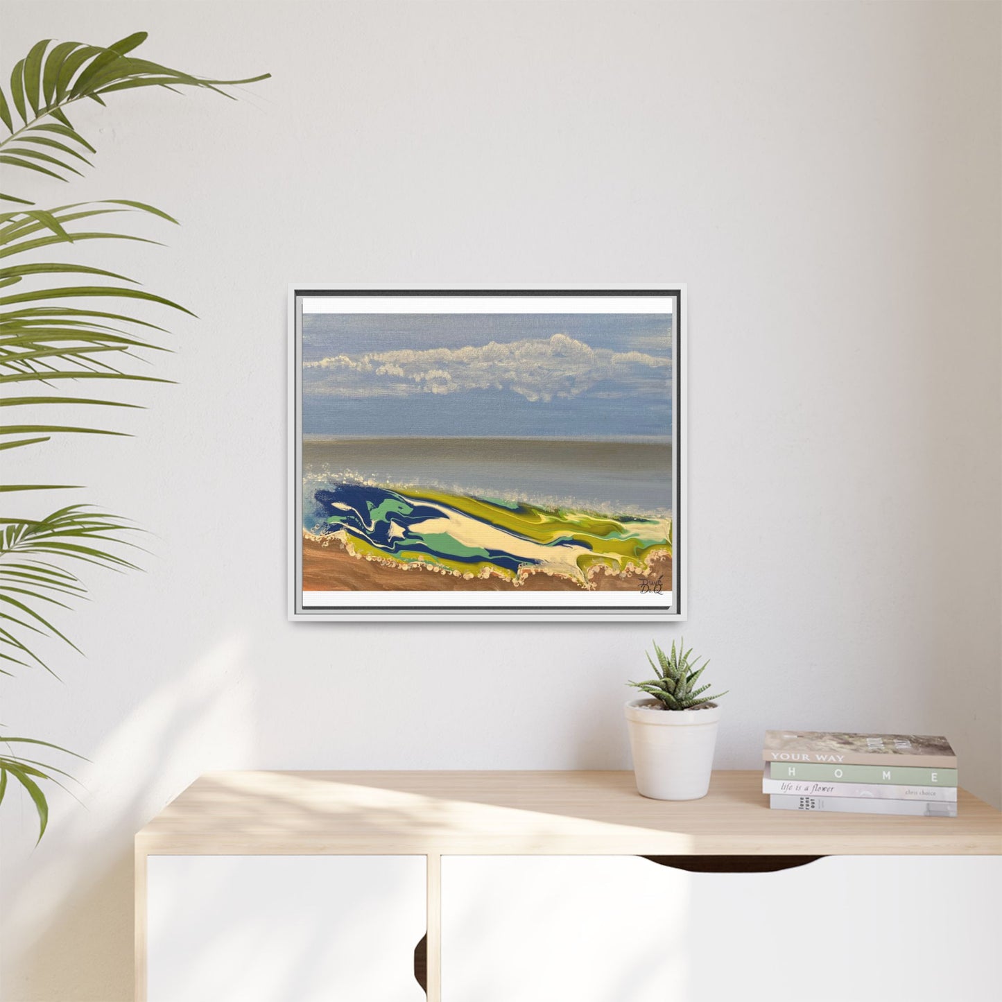 Sea Wash Matte Canvas, Framed (Multi-color)