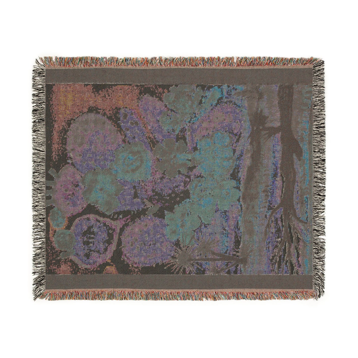 Prickly Pear Cactus Floral Watercolor Print by Dr. Q - Woven Blanket