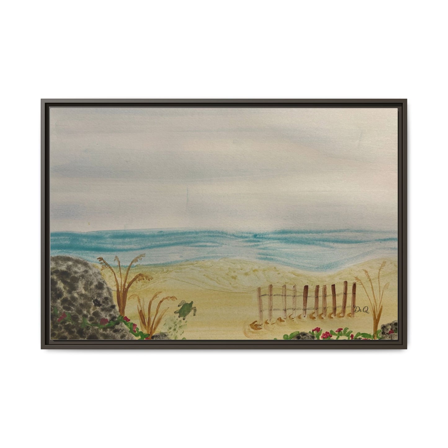 Coastal Beach Scene Matte Canvas Print (Framed)