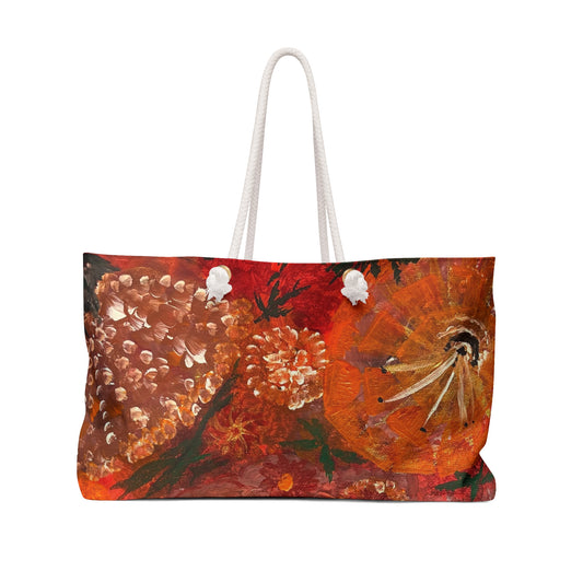 Weekender Bag - Flower Burst Bright Red and Orange