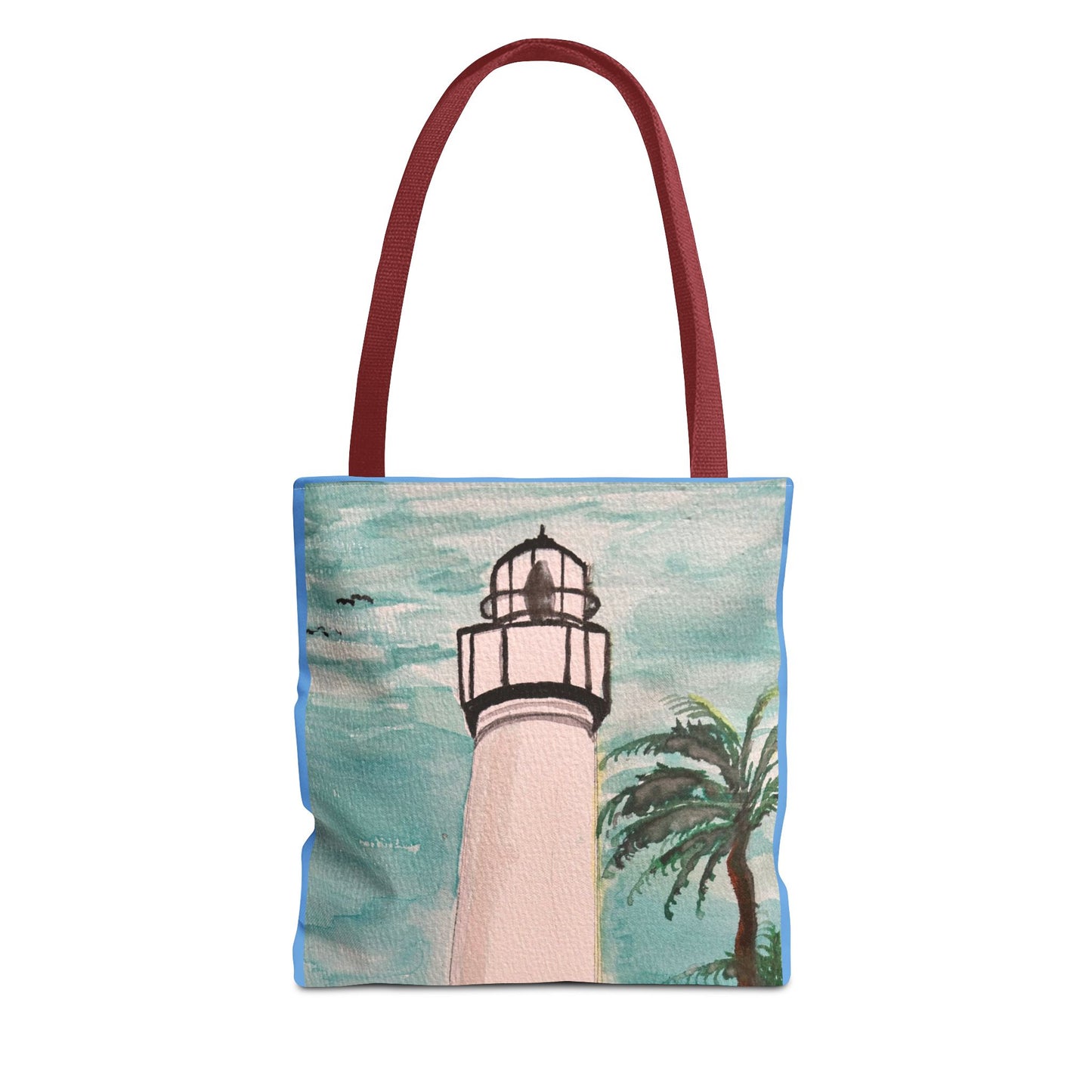 Coastal Lighthouse Tote Bag — Beachy Palm Print All-Over-Print Tote