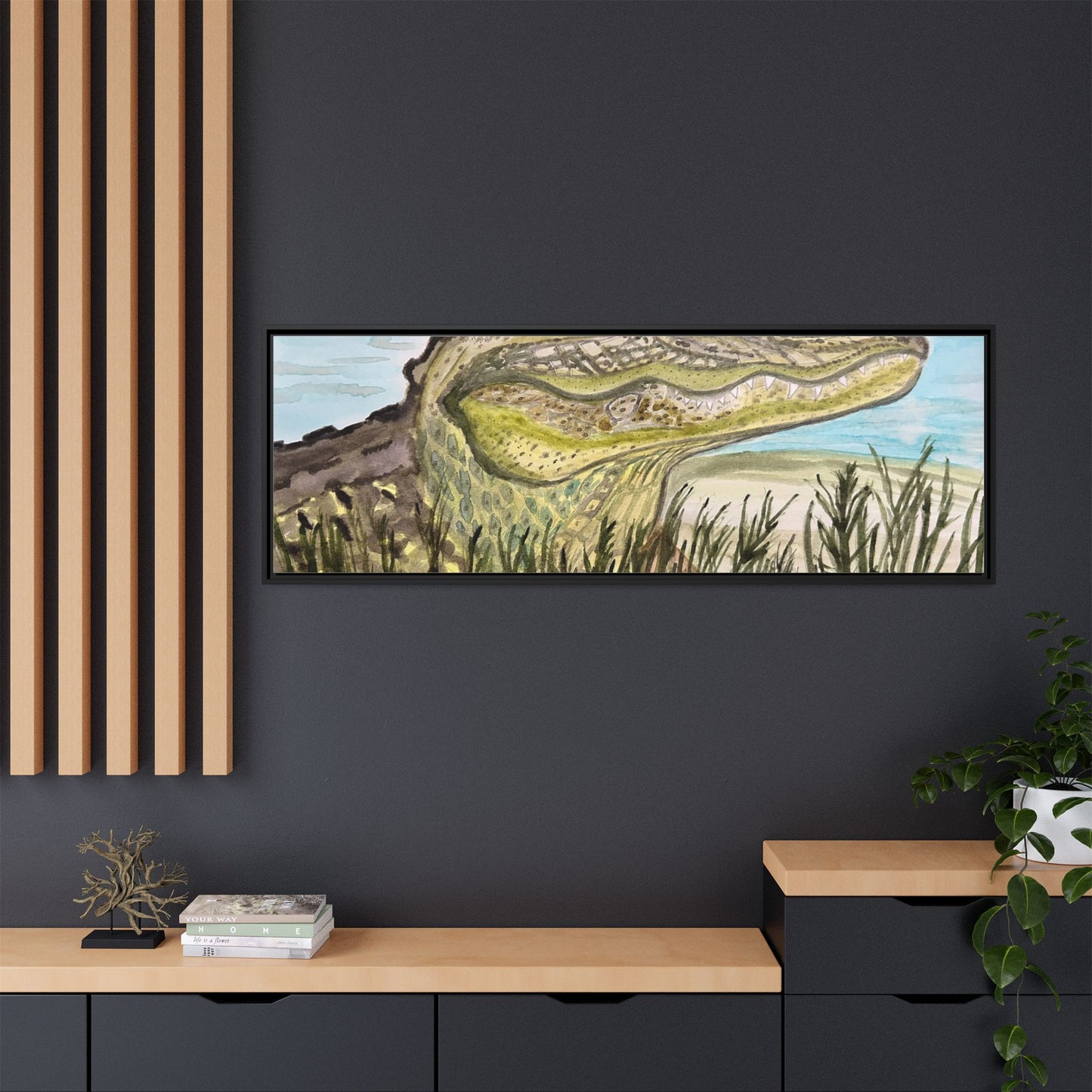 Texas Gator "Big Padre" Alligator Wall Art — Framed Matte Canvas Print