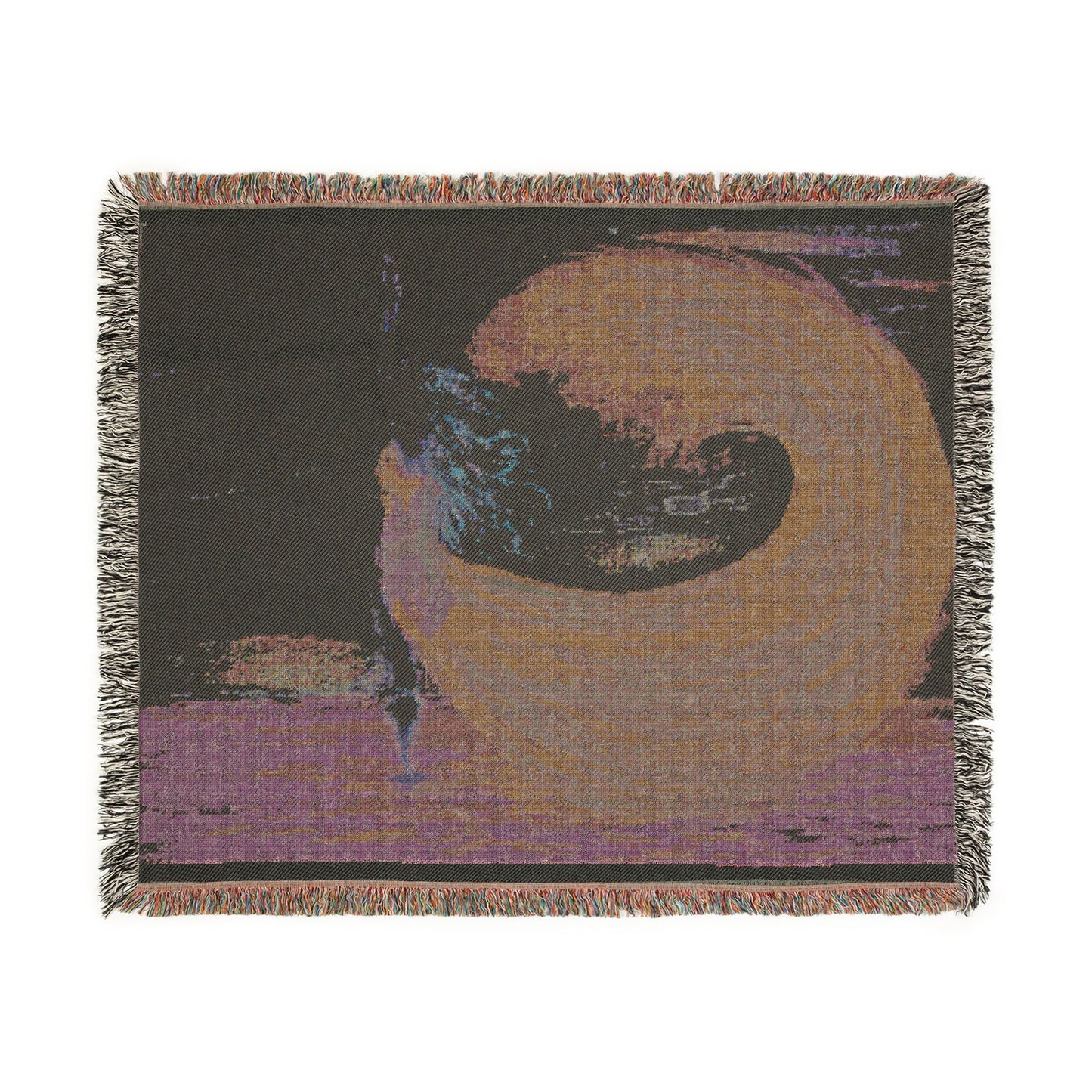 Rising from the Waves Girl Watercolor Print - Woven Blanket