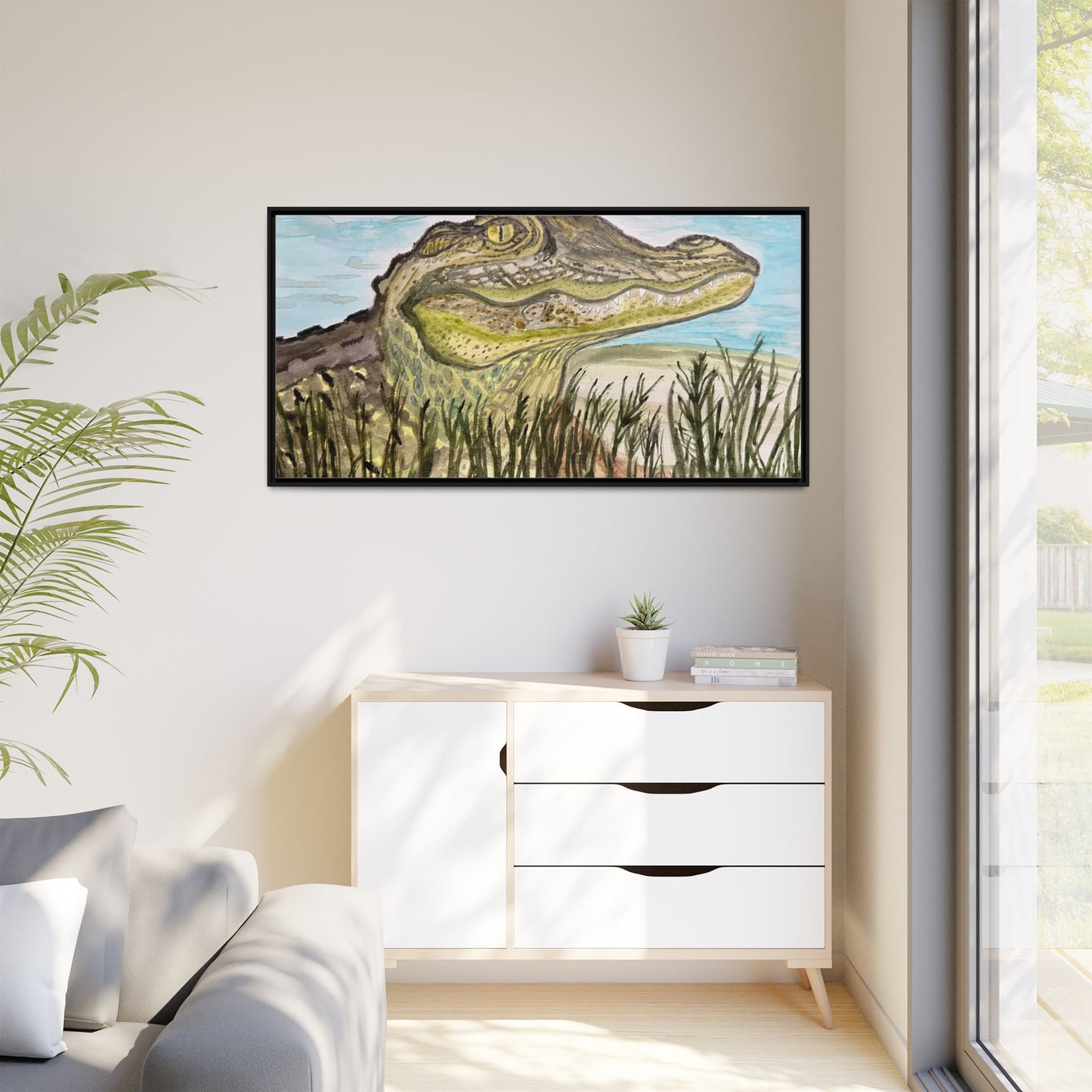 Texas Gator "Big Padre" Alligator Wall Art — Framed Matte Canvas Print