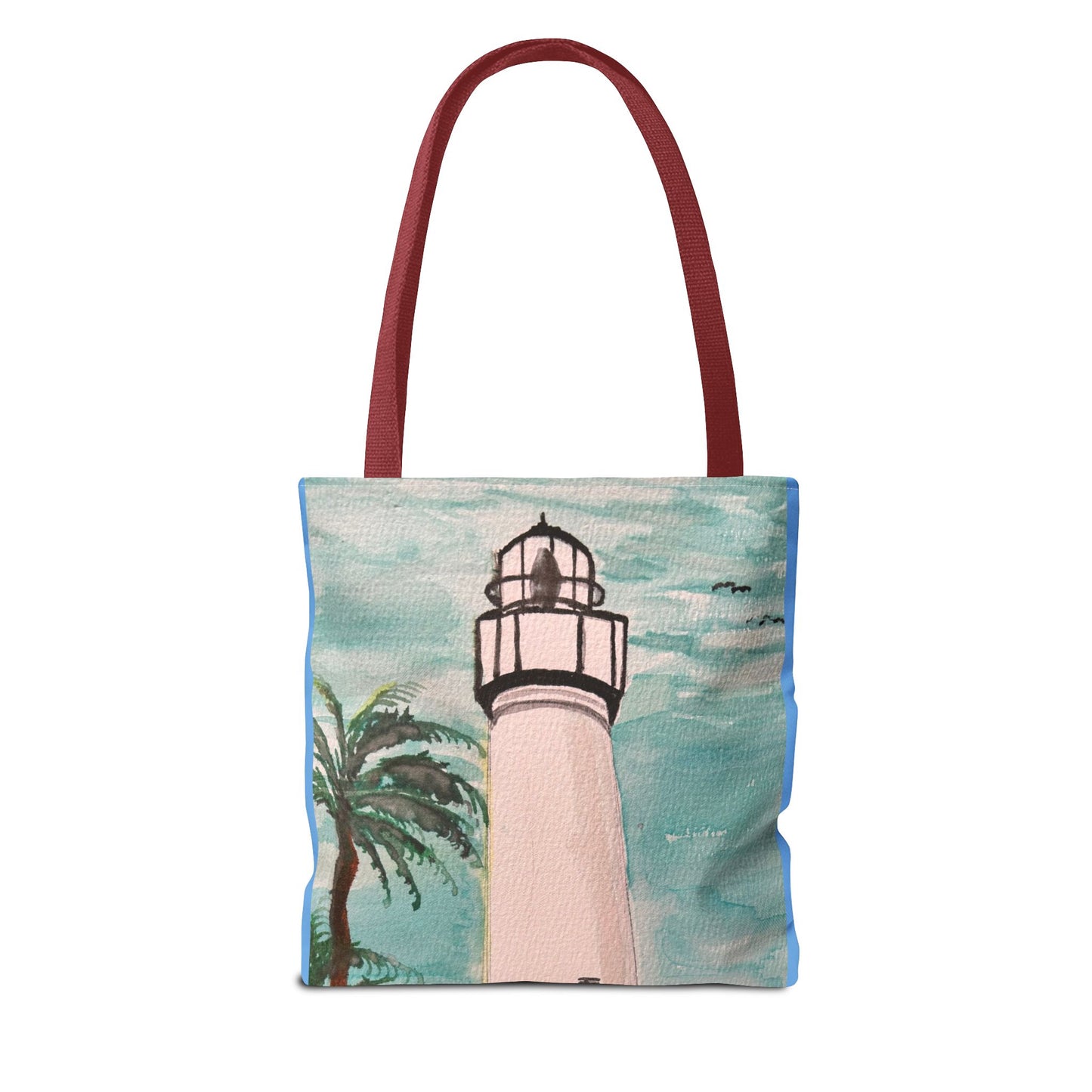 Coastal Lighthouse Tote Bag — Beachy Palm Print All-Over-Print Tote