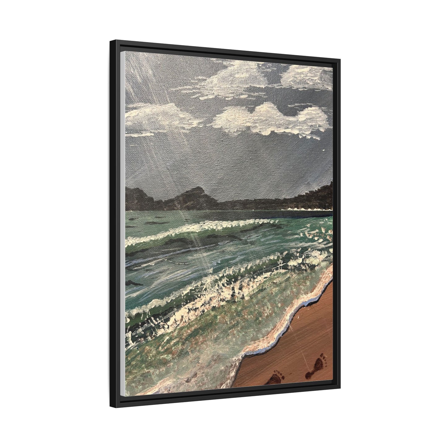 Walk on the Beach Matte Canvas, Black Frame