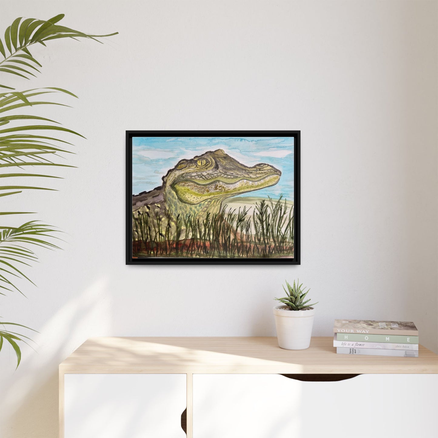 Texas Gator "Big Padre" Alligator Wall Art — Framed Matte Canvas Print