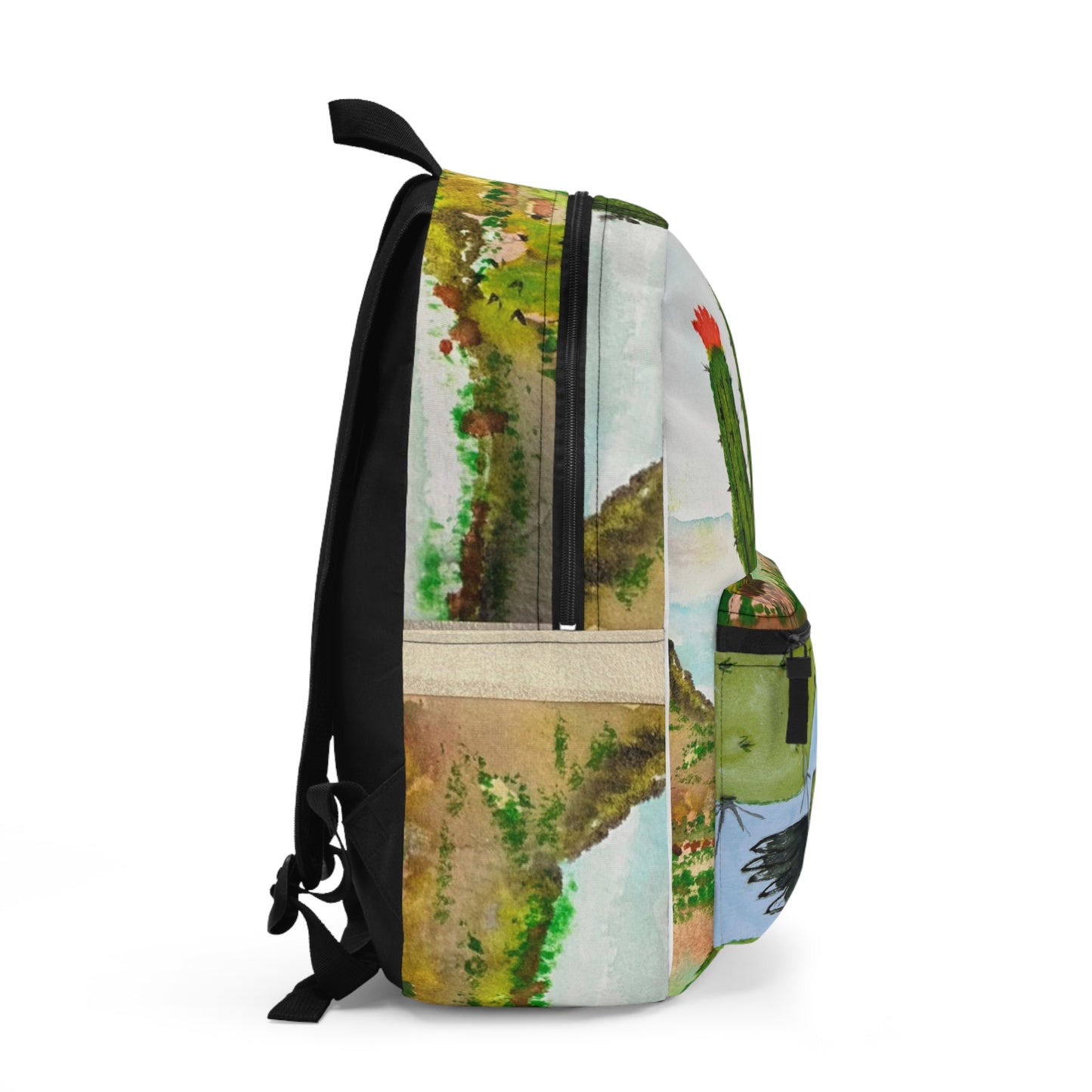 Cactus & Hummingbird Backpack – Watercolor Desert Nature School Bag