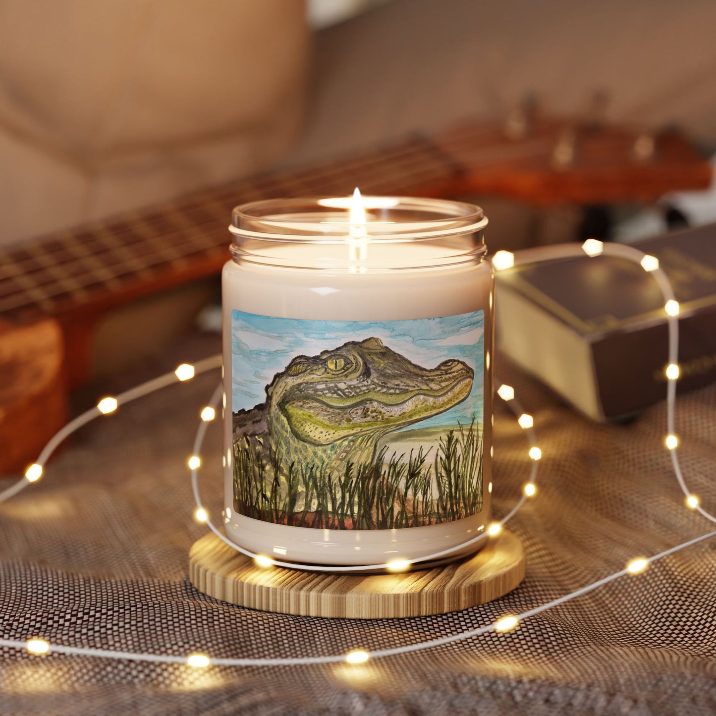 Texas Gator "Big Padre" Alligator Marsh Soy Candle — 9oz Scented Jar (Coastal Wildlife Decor)