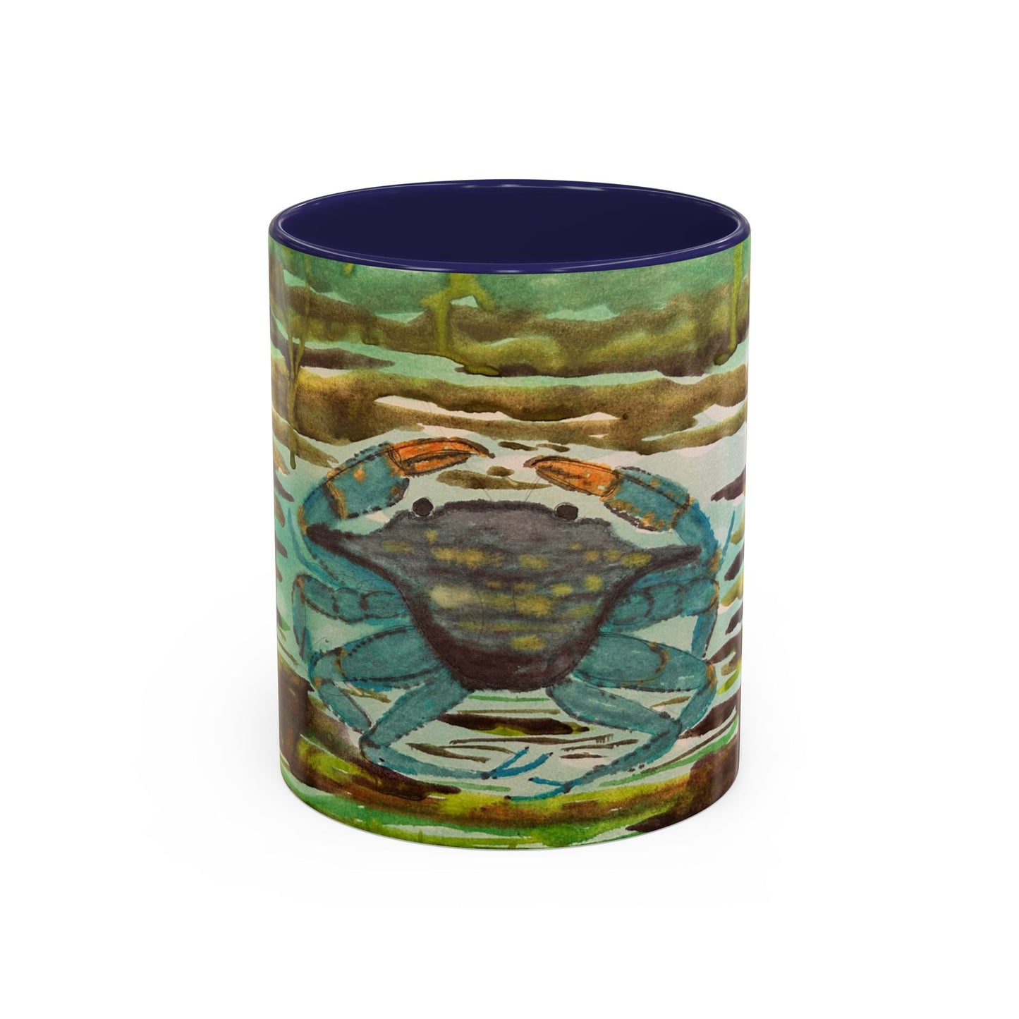 Blue Crab Under the Sea Accent Coffee Mug — Nautical Ocean Ceramic Mug (11/15oz)