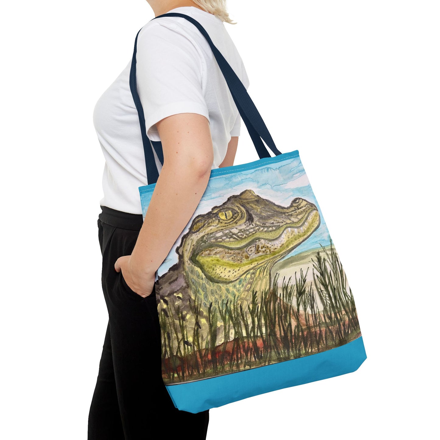 Texas Gator "Big Padre" Alligator Marsh Tote Bag — Wildlife Art Canvas Beach & Market Tote