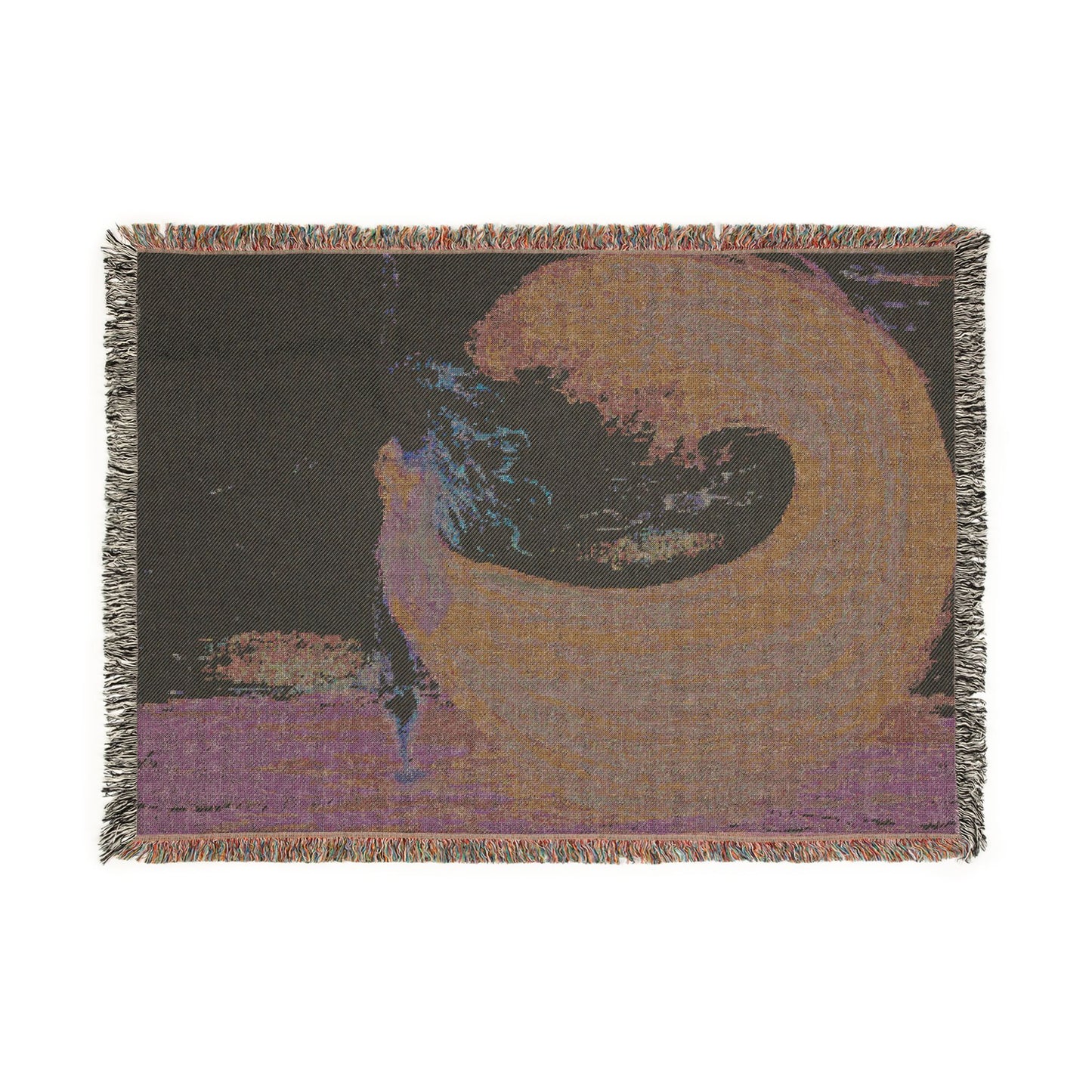Rising from the Waves Girl Watercolor Print - Woven Blanket