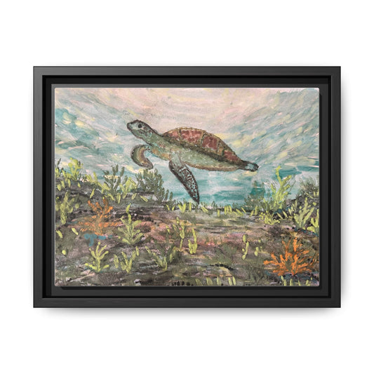 Sea Turtle Matte Canvas, Framed (Multi-color)