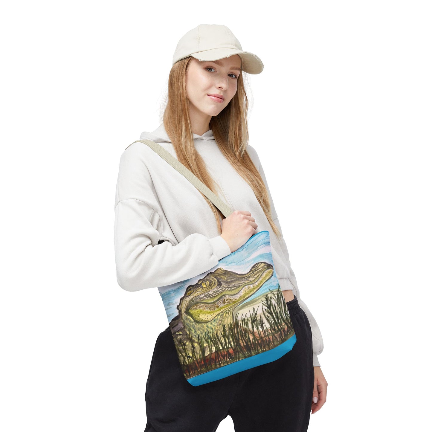 Texas Gator "Big Padre" Alligator Marsh Tote Bag — Wildlife Art Canvas Beach & Market Tote