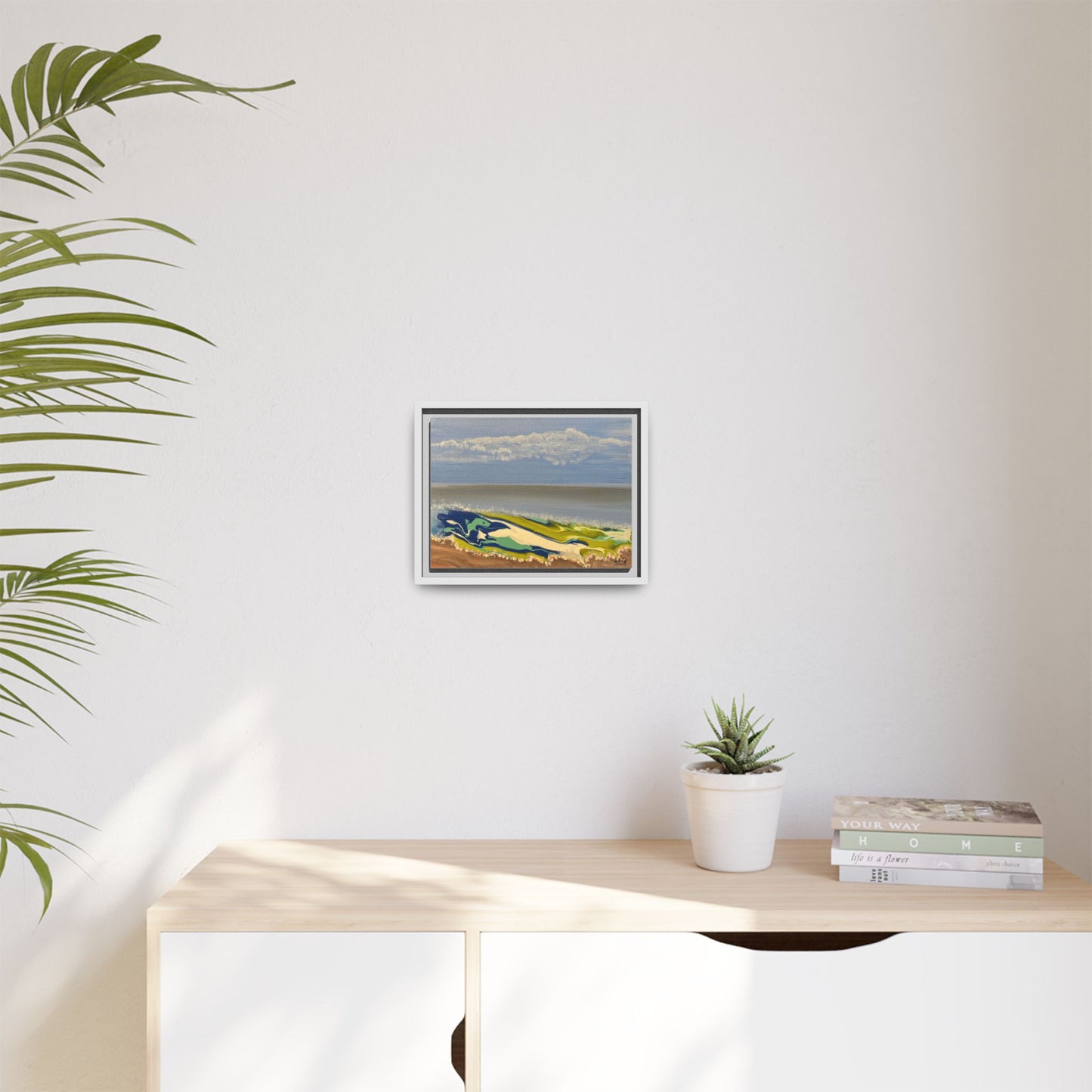 Sea Wash Matte Canvas, Framed (Multi-color)