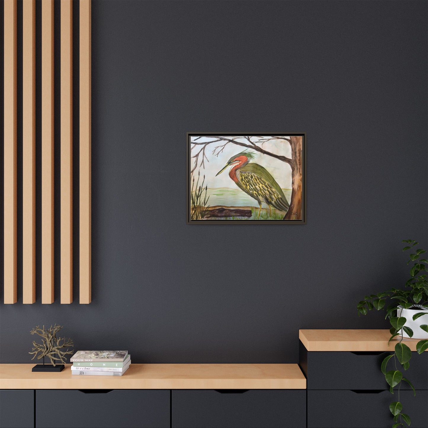 Green Heron Wetlands Print on Canvas