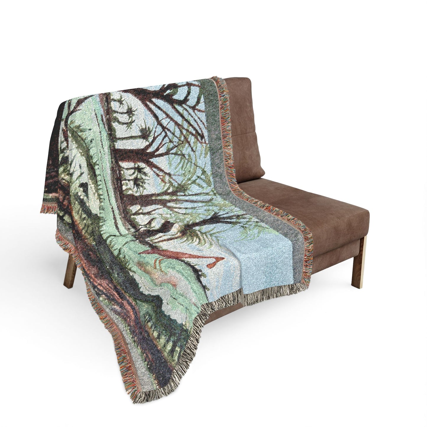 Roseate Spoonbill & Texas Gator Woven Blanket — Coastal Wildlife Throw