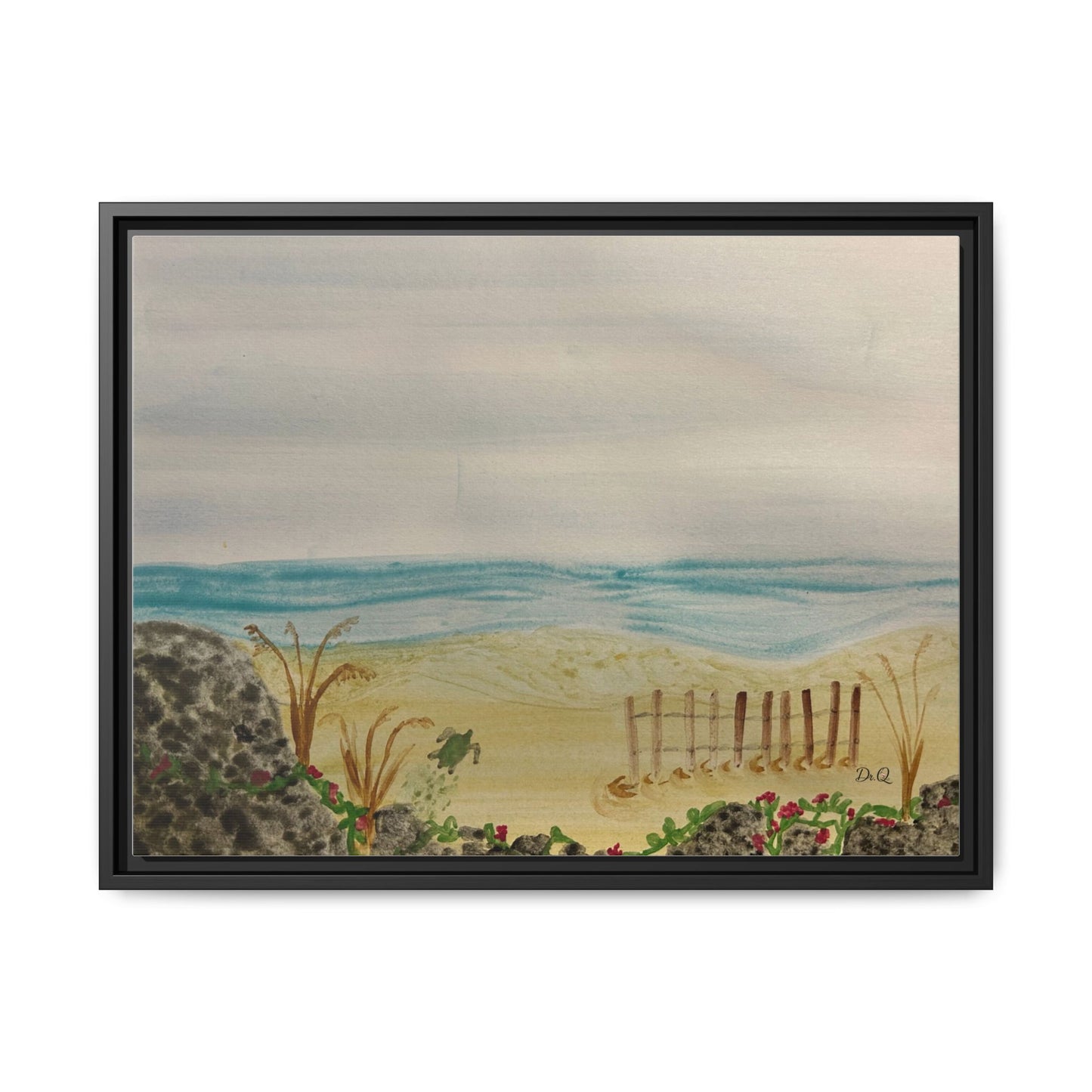 Coastal Beach Scene Matte Canvas Print (Framed)