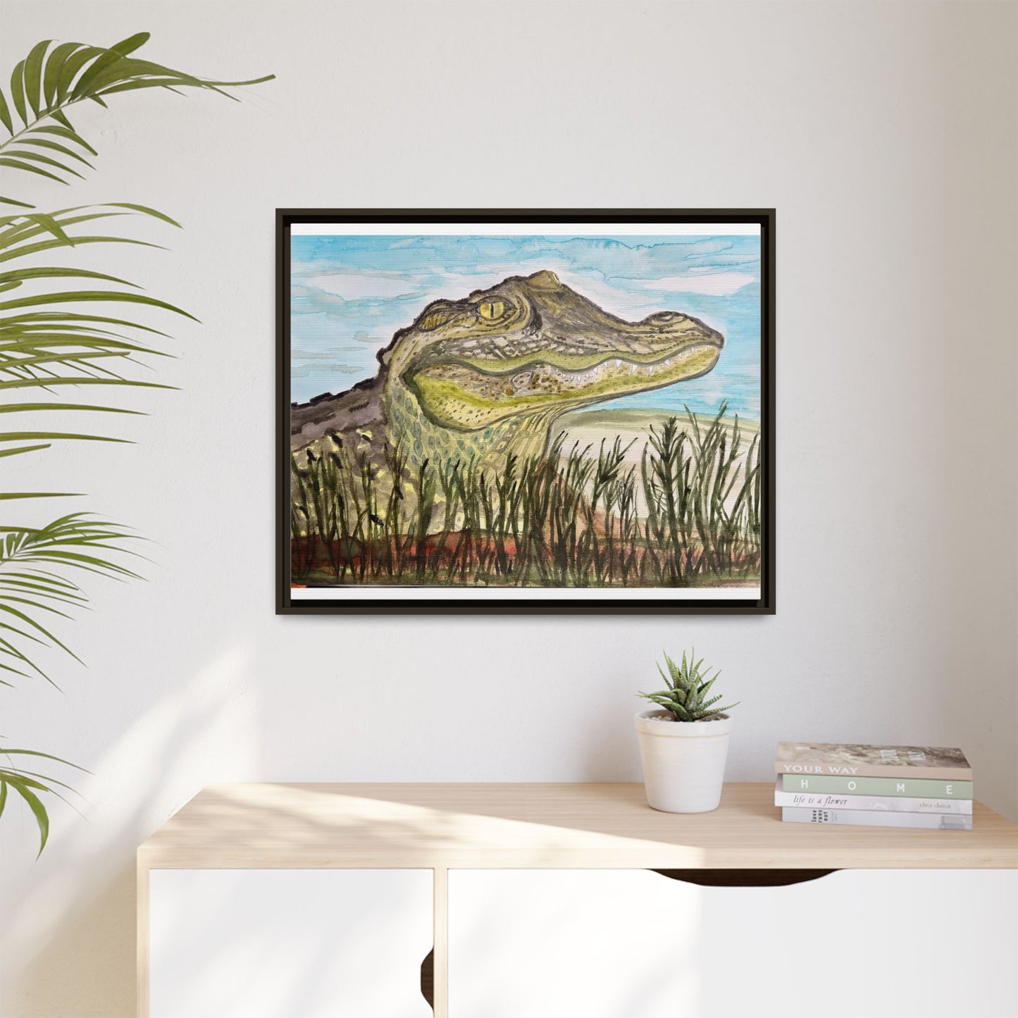 Texas Gator "Big Padre" Alligator Wall Art — Framed Matte Canvas Print