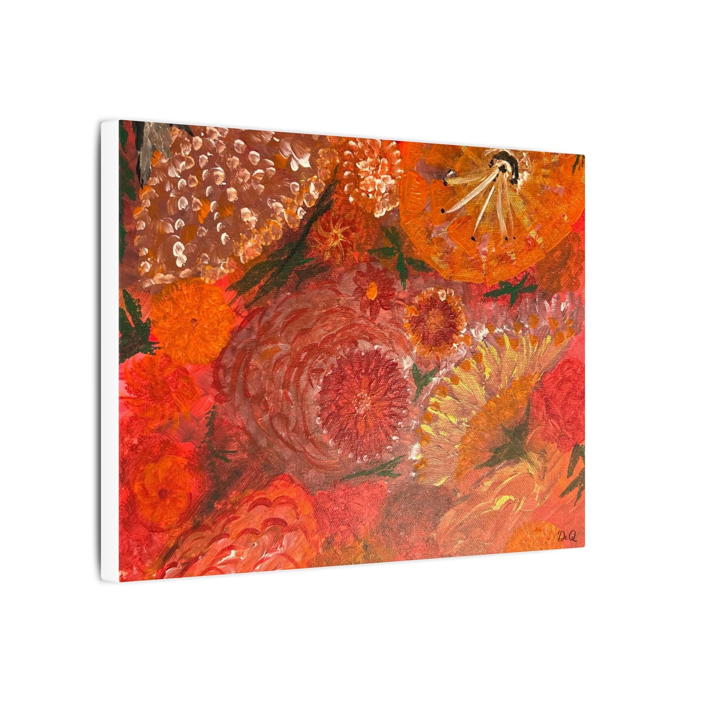 Canvas Print - Flower Burst Watercolor of Bright Red and Orange