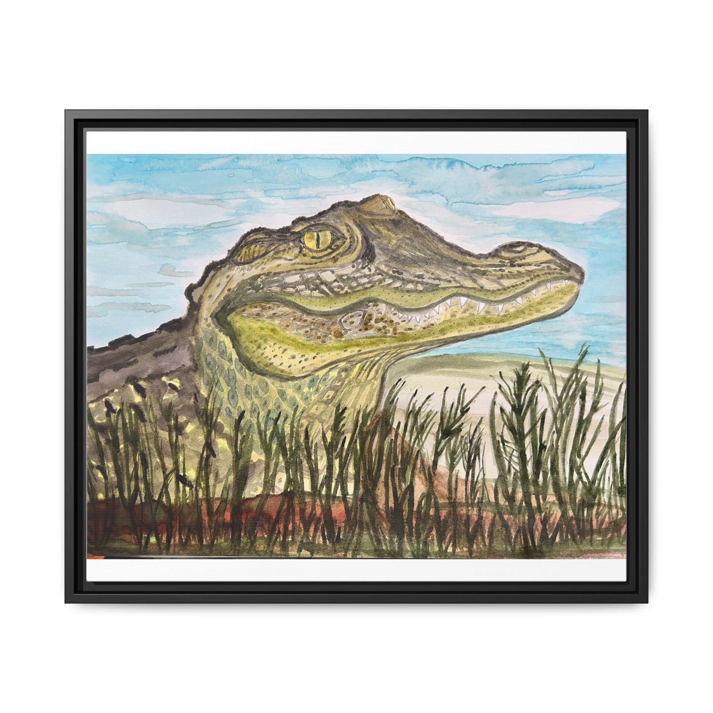 Texas Gator "Big Padre" Alligator Wall Art — Framed Matte Canvas Print