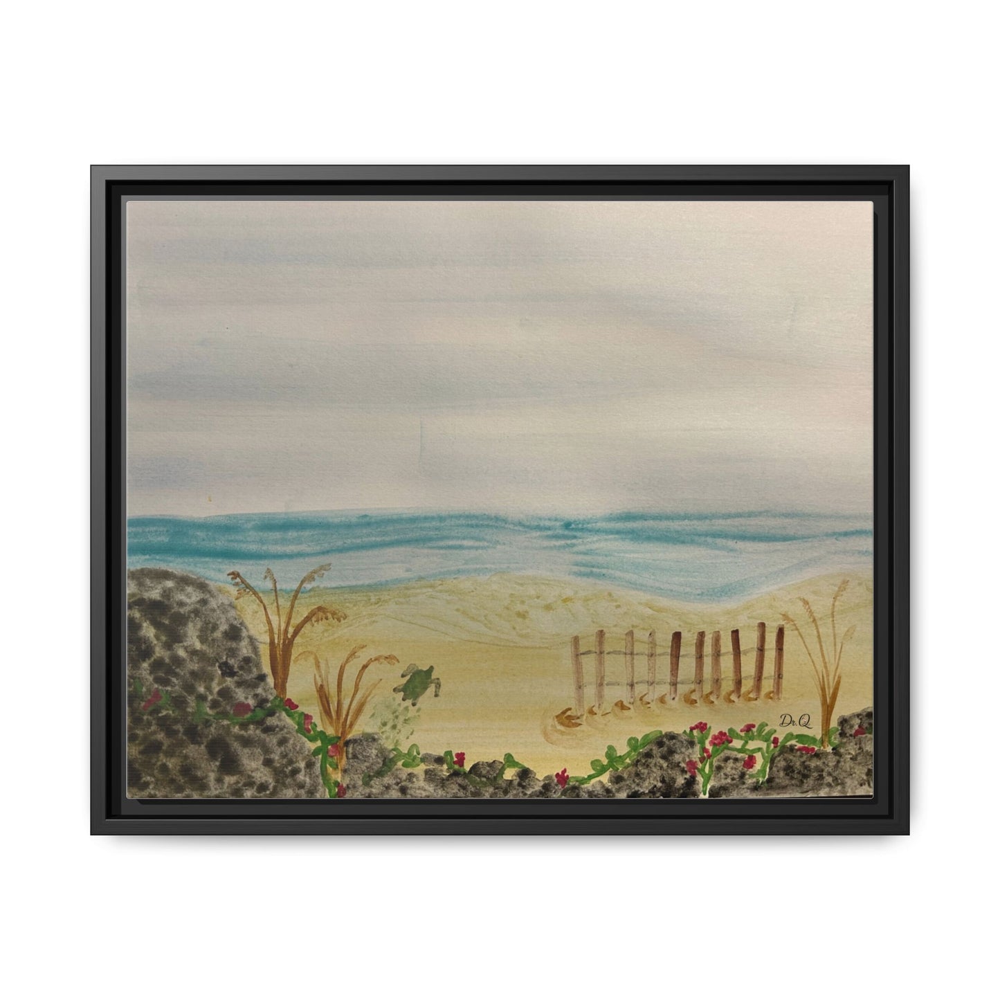 Coastal Beach Scene Matte Canvas Print (Framed)