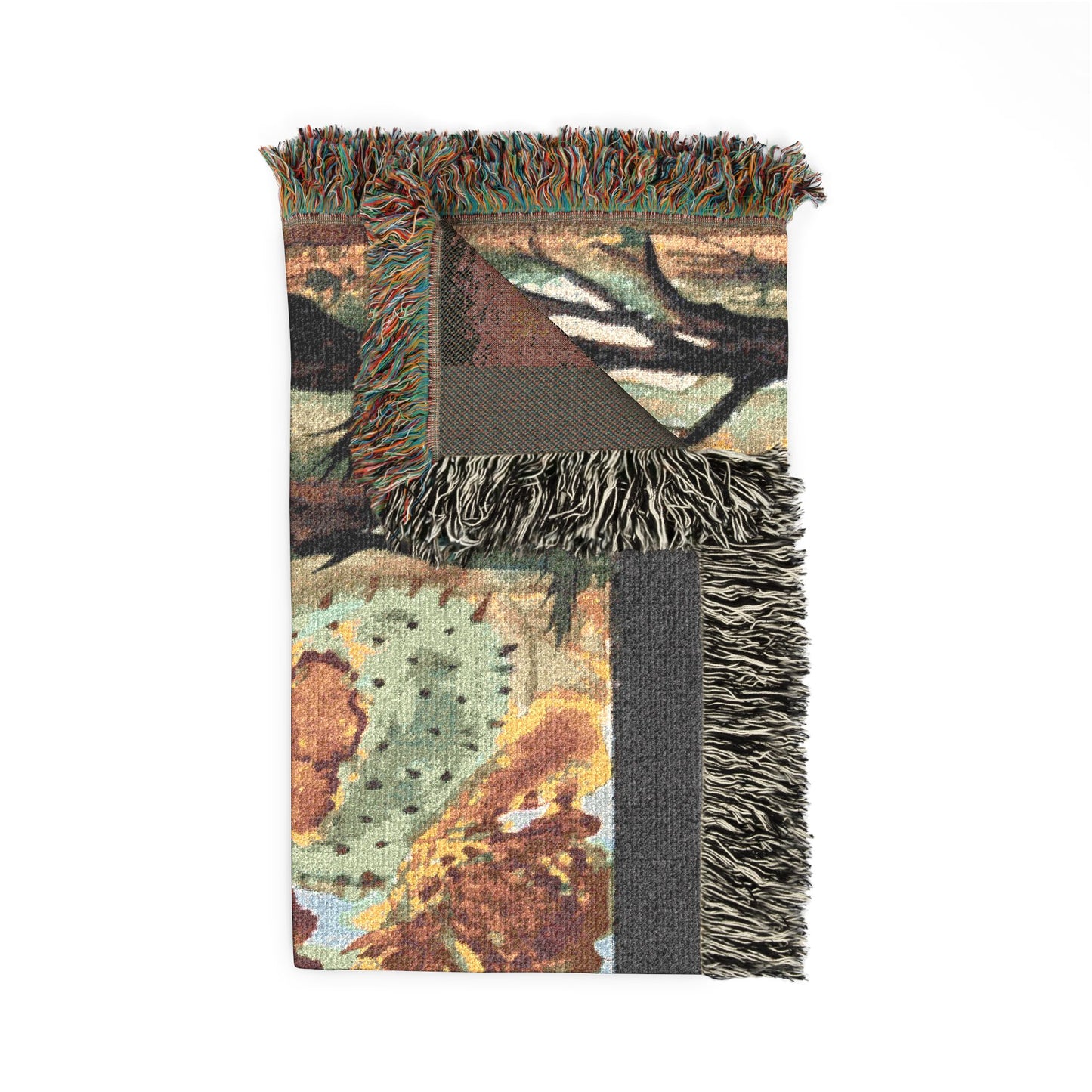 Prickly Pear Cactus Floral Watercolor Print by Dr. Q - Woven Blanket