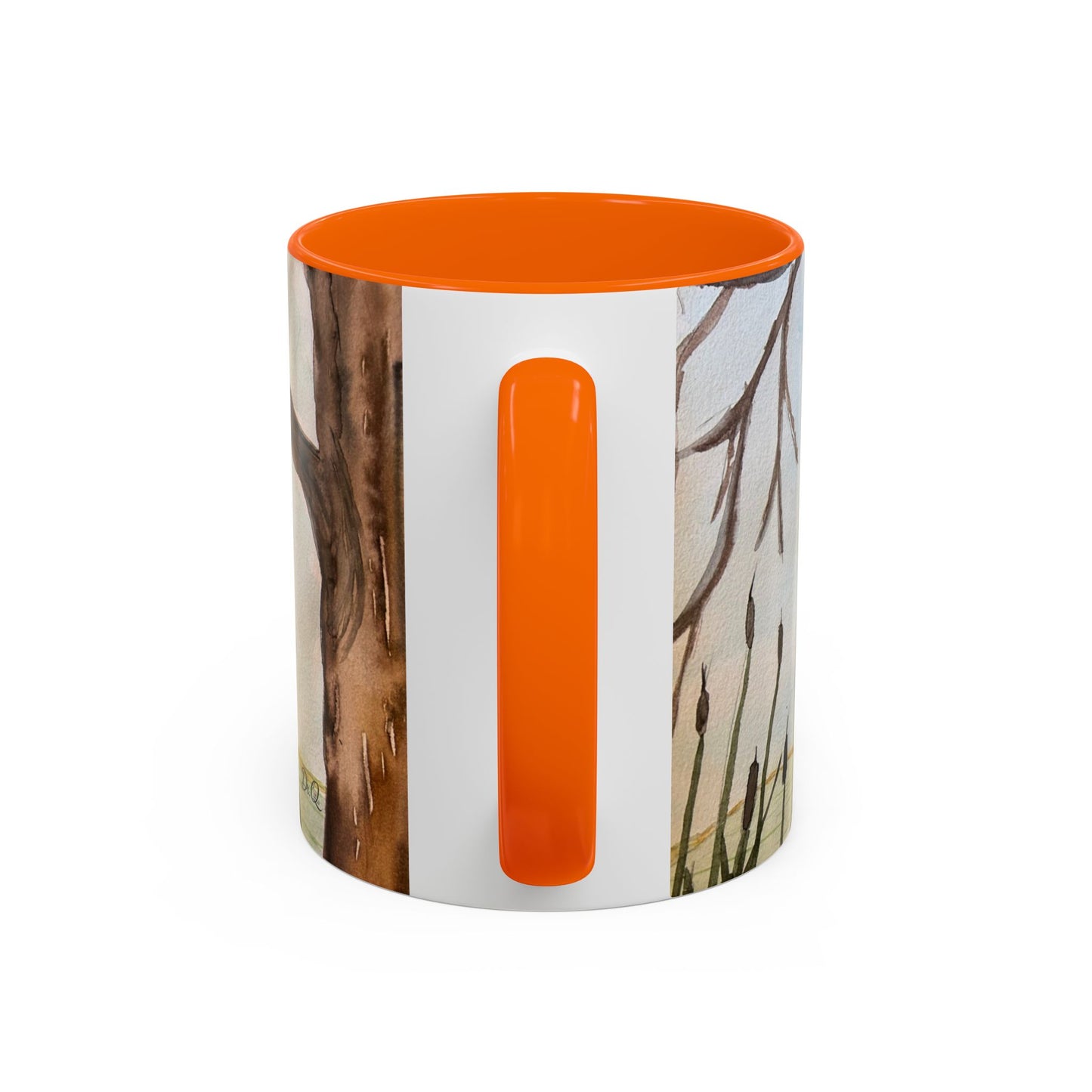 Green Heron Watercolor Accent Coffee Mug — Nature Bird Watercolor (11/15oz)