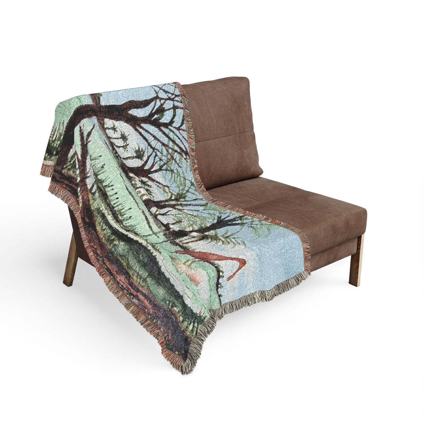 Roseate Spoonbill & Texas Gator Woven Blanket — Coastal Wildlife Throw