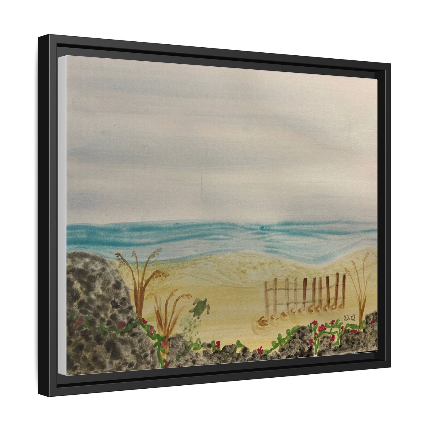 Coastal Beach Scene Matte Canvas Print (Framed)