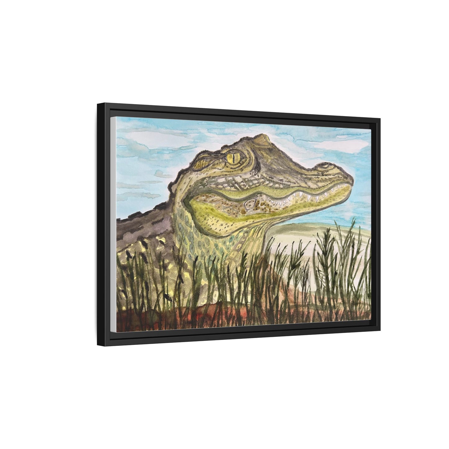 Texas Gator "Big Padre" Alligator Wall Art — Framed Matte Canvas Print