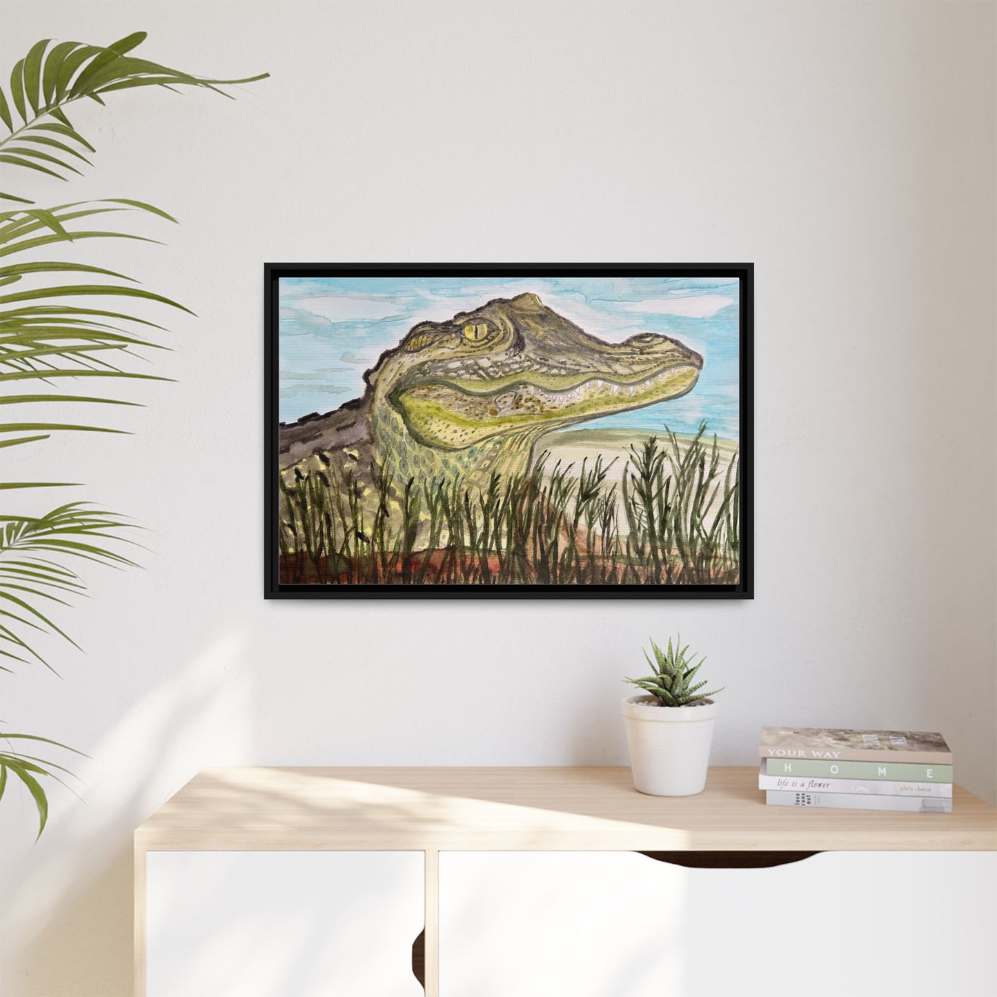 Texas Gator "Big Padre" Alligator Wall Art — Framed Matte Canvas Print