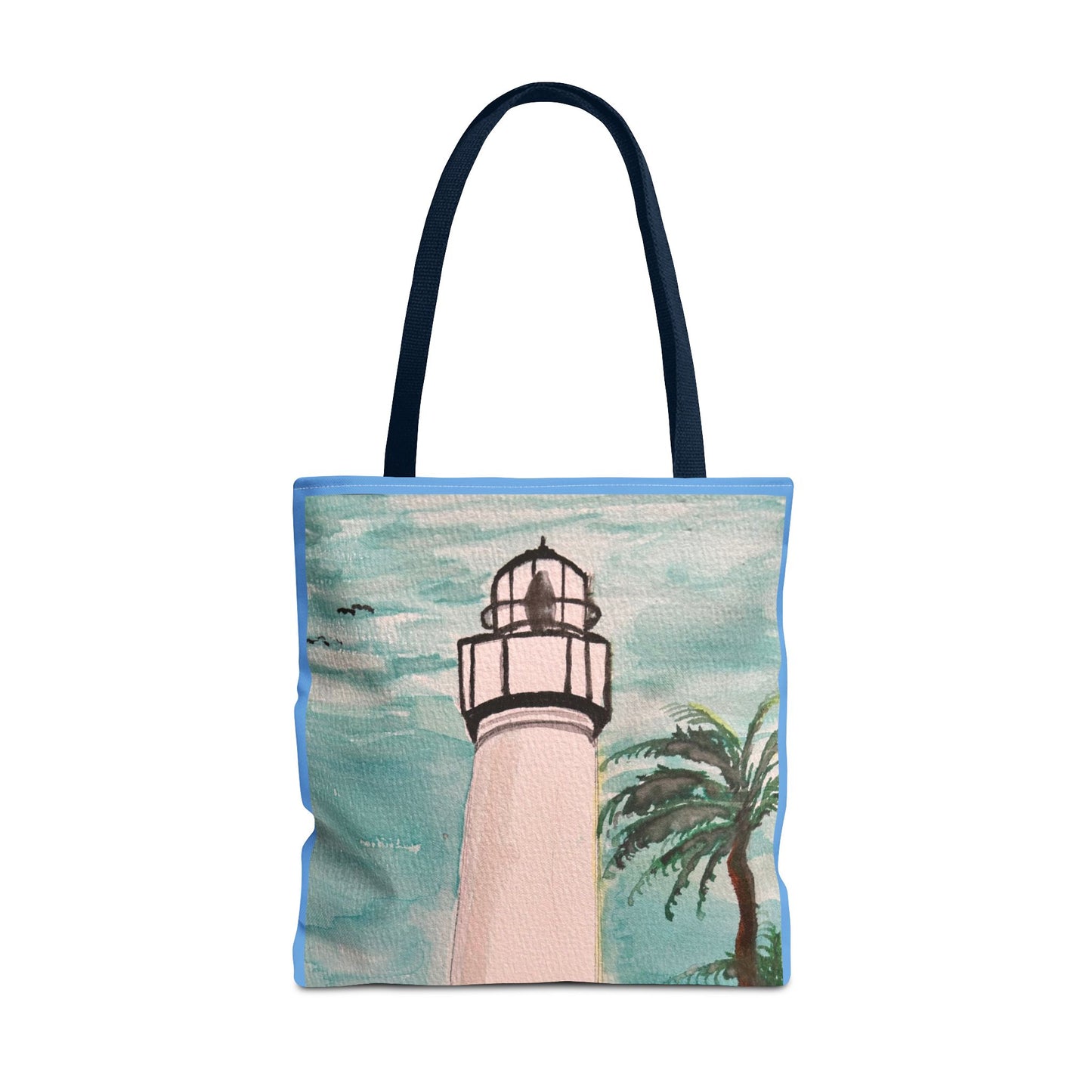 Coastal Lighthouse Tote Bag — Beachy Palm Print All-Over-Print Tote