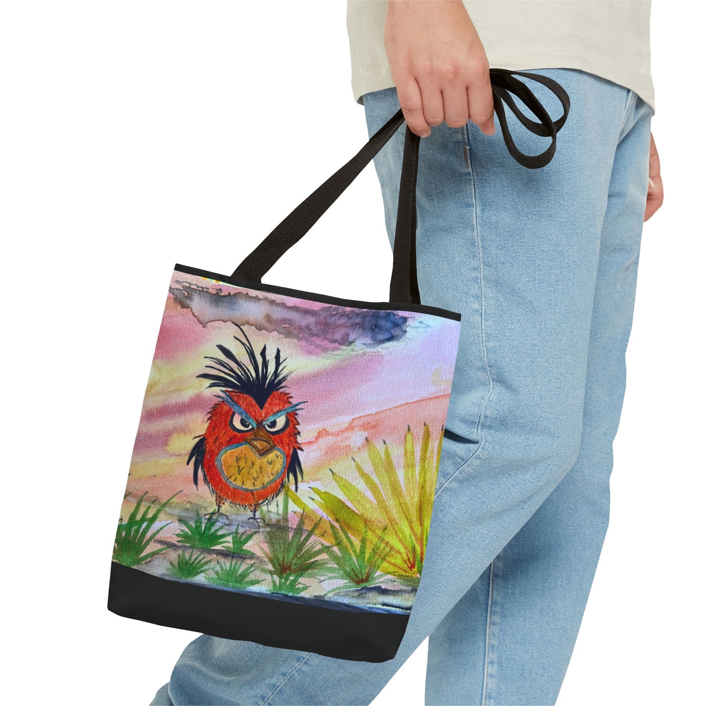 Funky Owl Art Tote Bag, Unique Tote for Shopping, Beach, Gift for Bird Lovers, Cute Eco-Friendly Carryall, Handmade Art Accessory